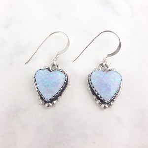 Sterling silver and opal dangle earrings